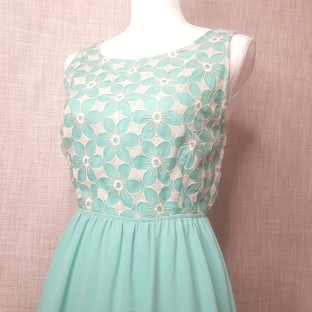 Blu Pepper Seafoam Green Dress with Back Keyhole